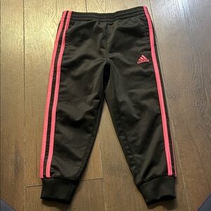 Adidas Kids Joggers Black with Pink Stripes